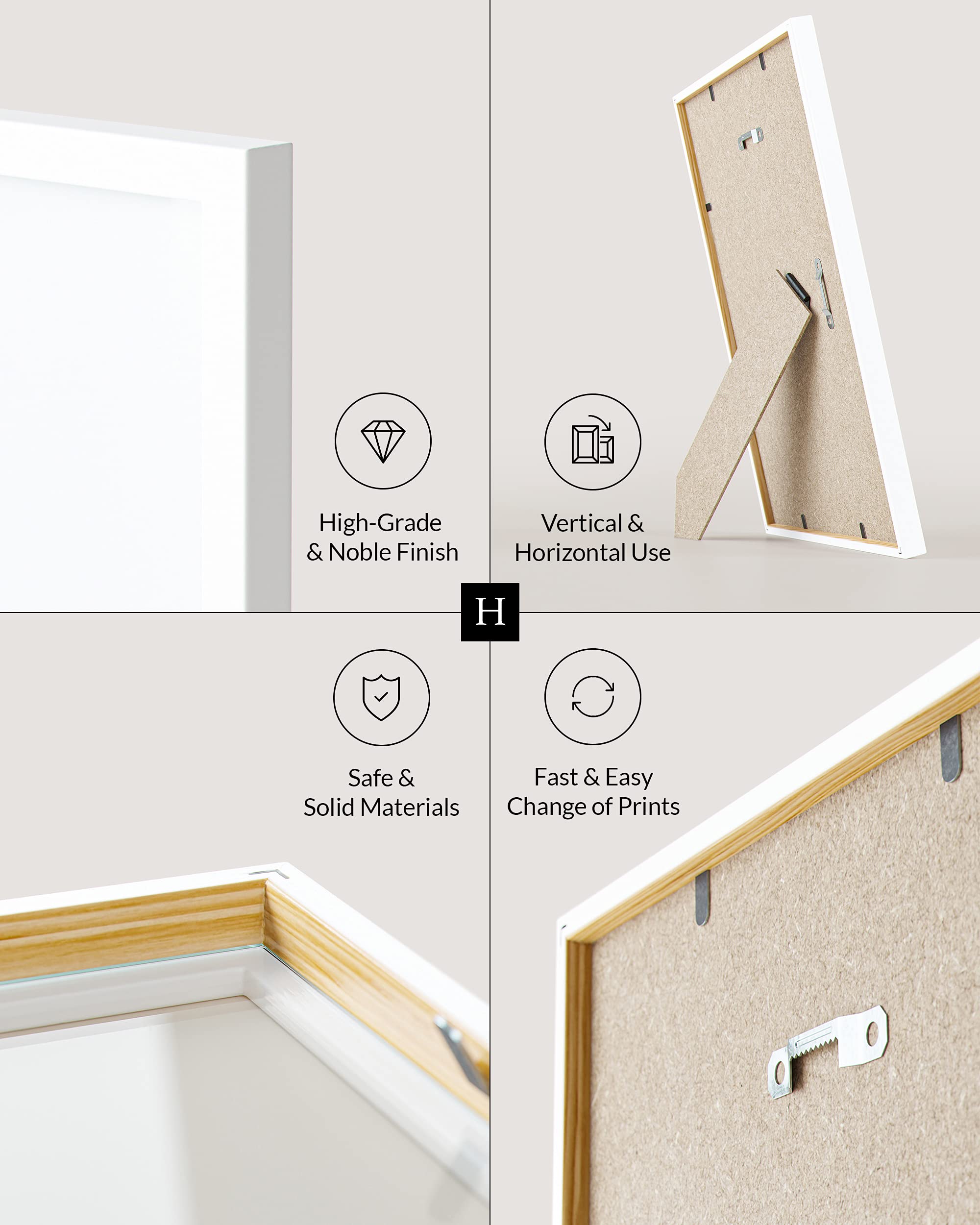 Heimlich Cornice A4 21x30 cm Legno di pino Bianco Confezione da 2 Cornici per certificati diplomi