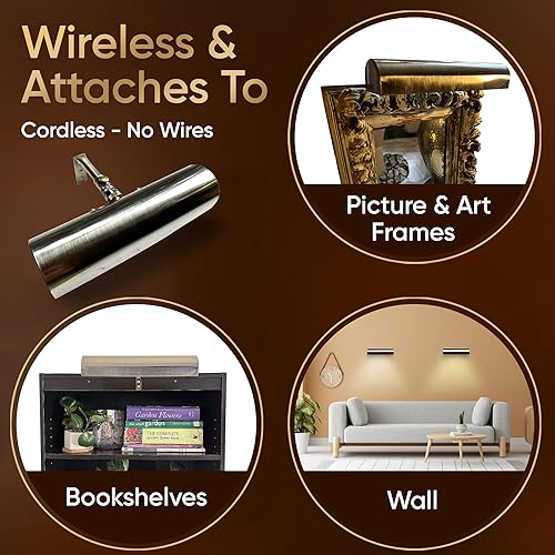 Miniatura 5 de Concept 102L Luz LED a control remoto inalámbrica, 11 12 in, latón envejecido con todos de plata