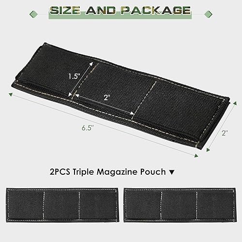 Miniatura 2 de Soporte para cargador de triple pistola, 1 paquete de soporte para linterna Molle, bolsa de gancho y bucle para mochilas de transporte ocultas,