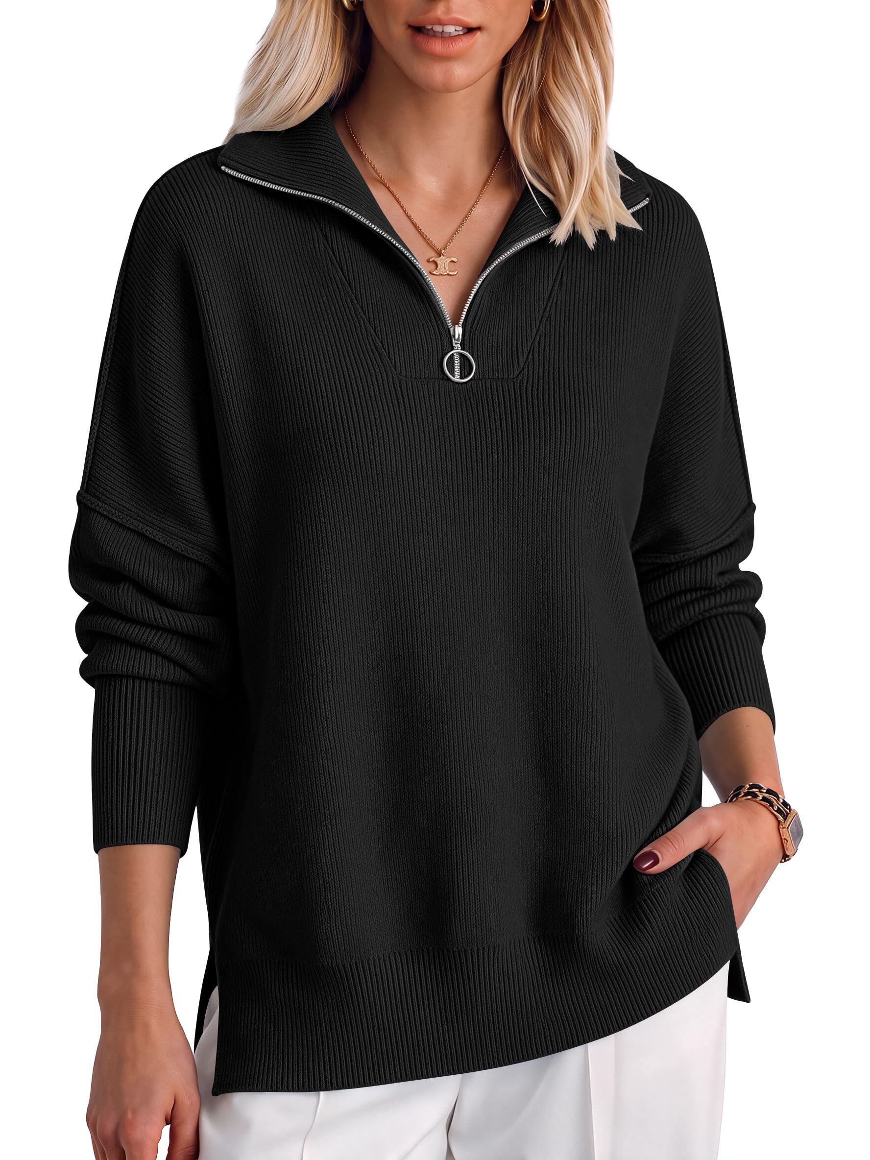 50%off ANRABESS Womens Oversized Quarter Zip Pullover Sweaters