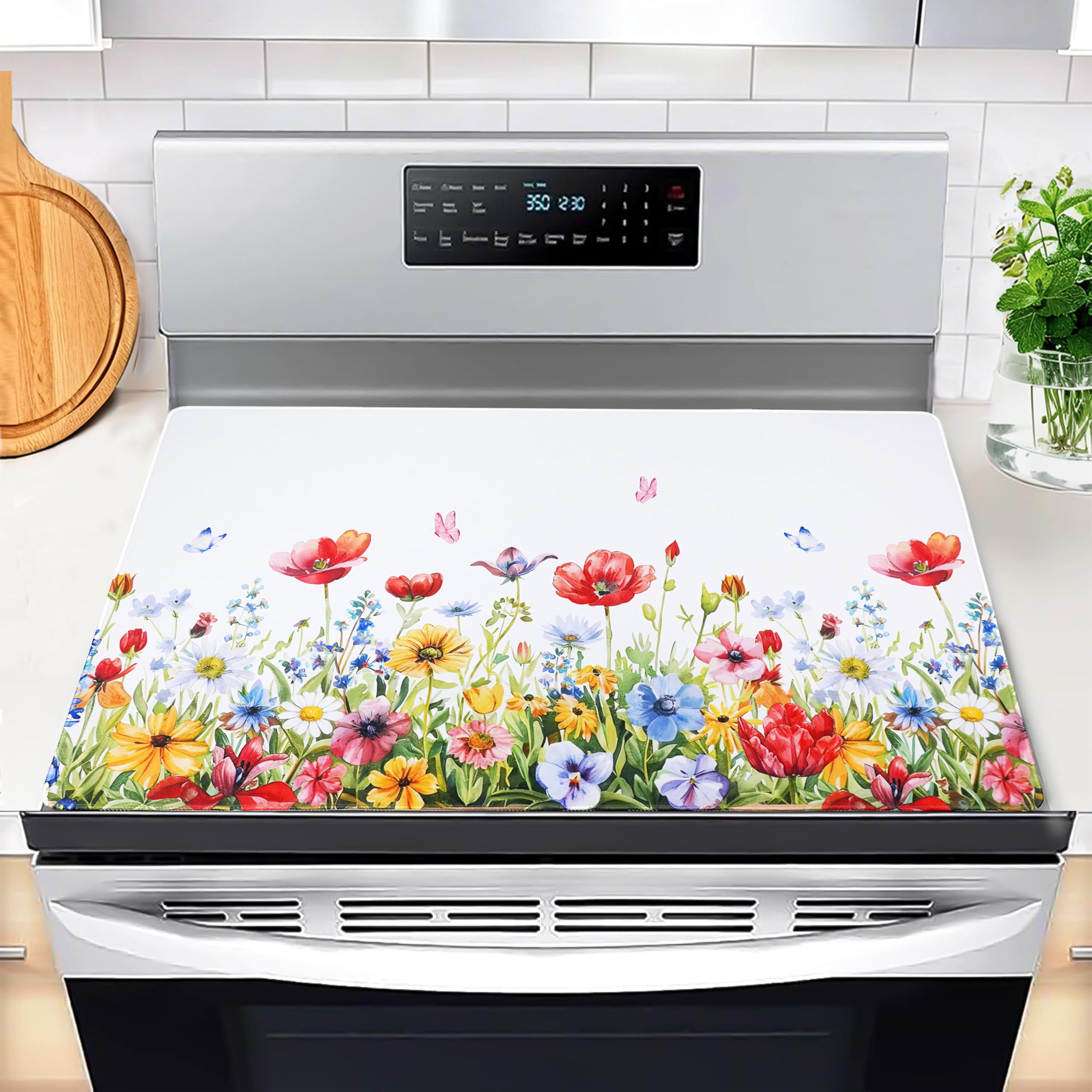 Photo 1 of Stove Top Covers for Electric Stove, Farmhouse Stylish Kitchen Decor for Countertop Glass Electric Stove Protector Heat-Resistant Silicone Mat