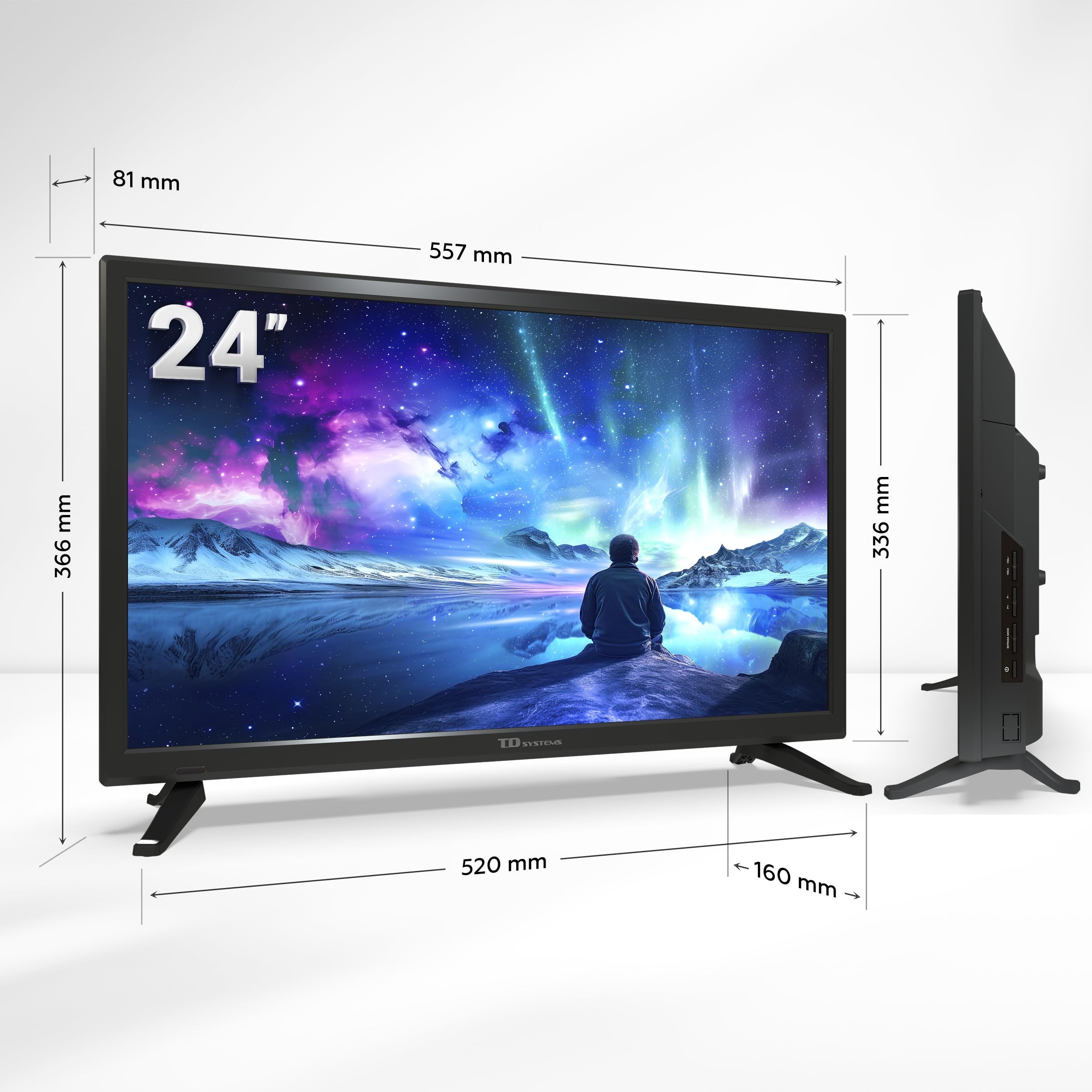 TD Systems - Televisor 24 Pulgadas no Smart TV, televisión TDT 2025, televisores con 3 años de garantía, HDMI, USB Reproductor y Grabador - PRIME24M20H
