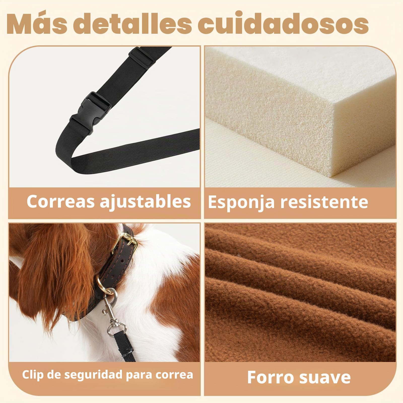 Avont Asiento de Coche Elevado para Perros Pequeños y Medianos de hasta 13 kg, Cama de Viaje para Mascotas con Cojín Grueso, Funda Desmontable y Lavable, Asiento de Seguridad Cómodo para Coche-Negro