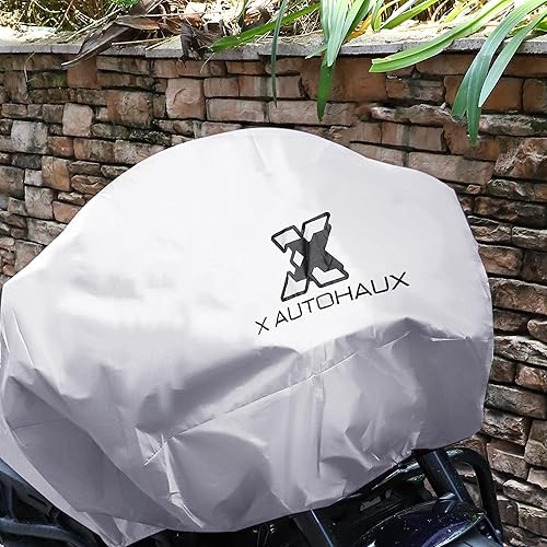 Miniatura 6 de X AUTOHAUX Funda para motocicleta, ligera, media cubierta, impermeable, para exteriores, lluvia, polvo, color plateado, tamaño XL, para la mayoría