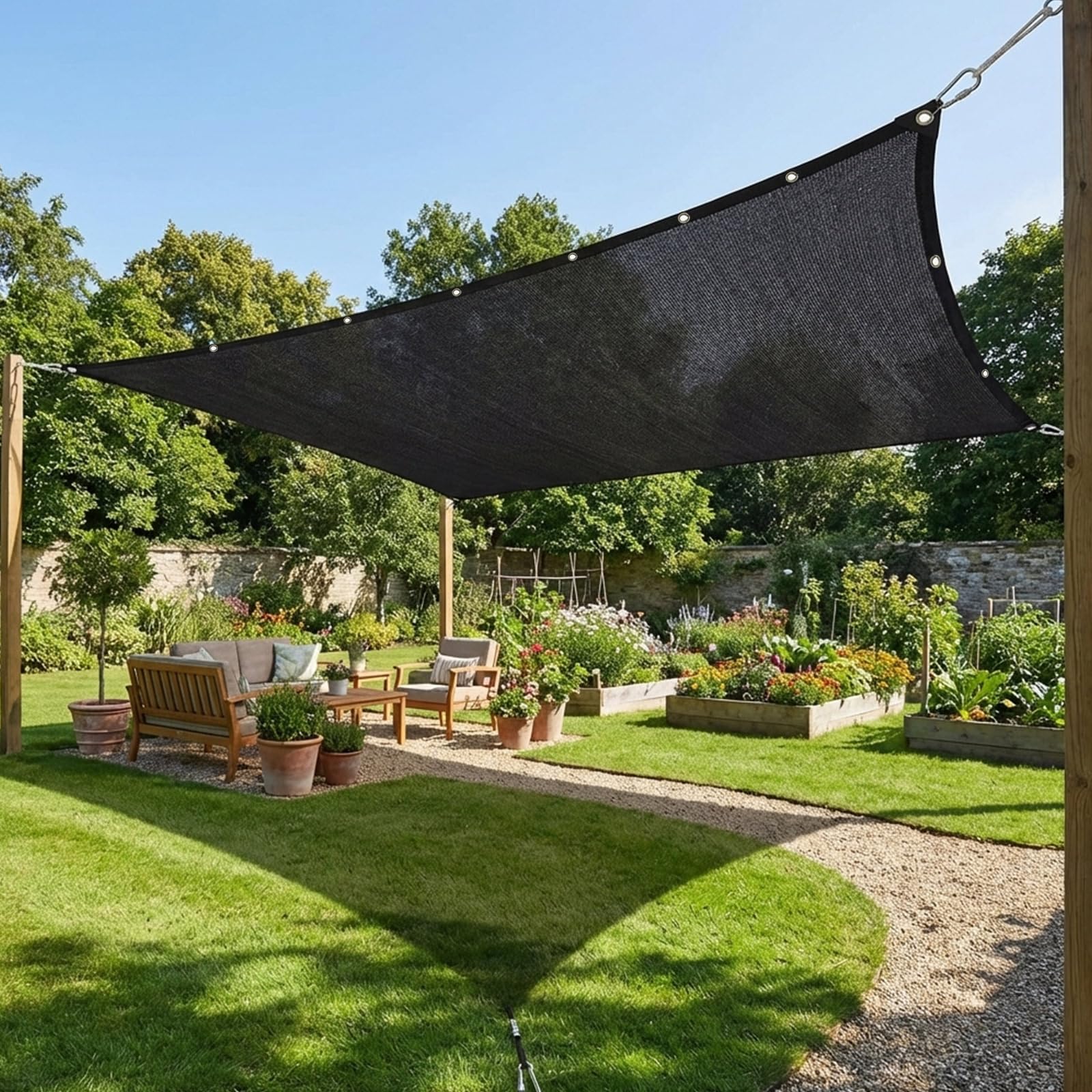 Filet d'ombrage extérieur 3x8m 80% Protection UV terrasse Jardin Balcon | Idéal pour balcon, terrasse, jardin et piscine, s'adapte à tous vos besoins d'ombrage extérieur.