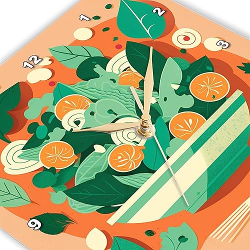 Miniatura 3 de 3dRose Reloj de pared silencioso - 13 pulgadas - Ilustración de ensalada de inspiración retro con estilo moderno - Craftsman Studios - Moderno de