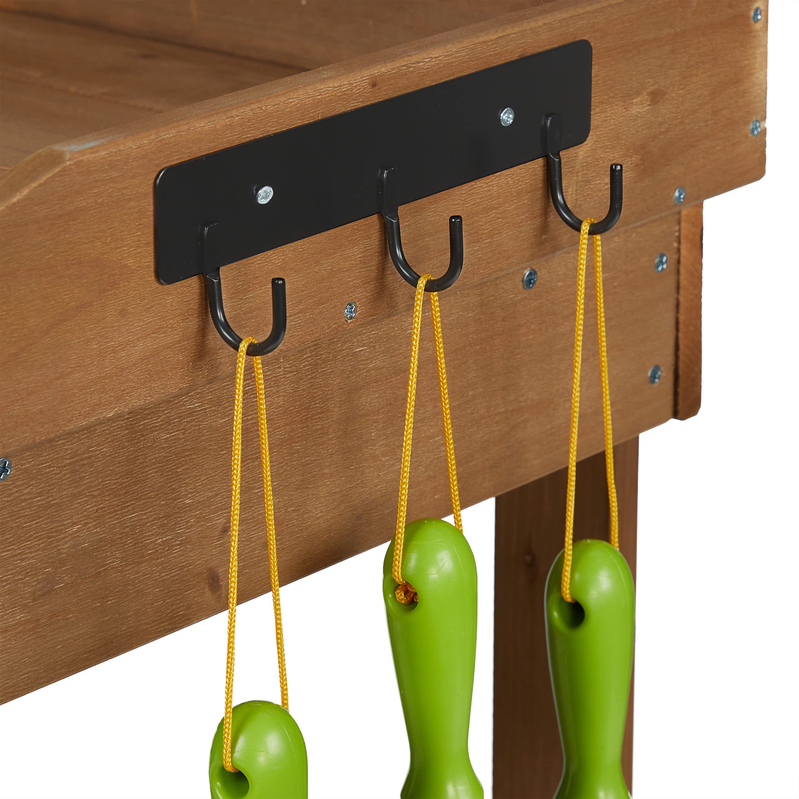Relaxdays Pflanztisch mit Rollen, Wanne & Schublade, Holz, Kunststoff, HBT: 120 x 97 x 49 cm, Garten Arbeitstisch, braun