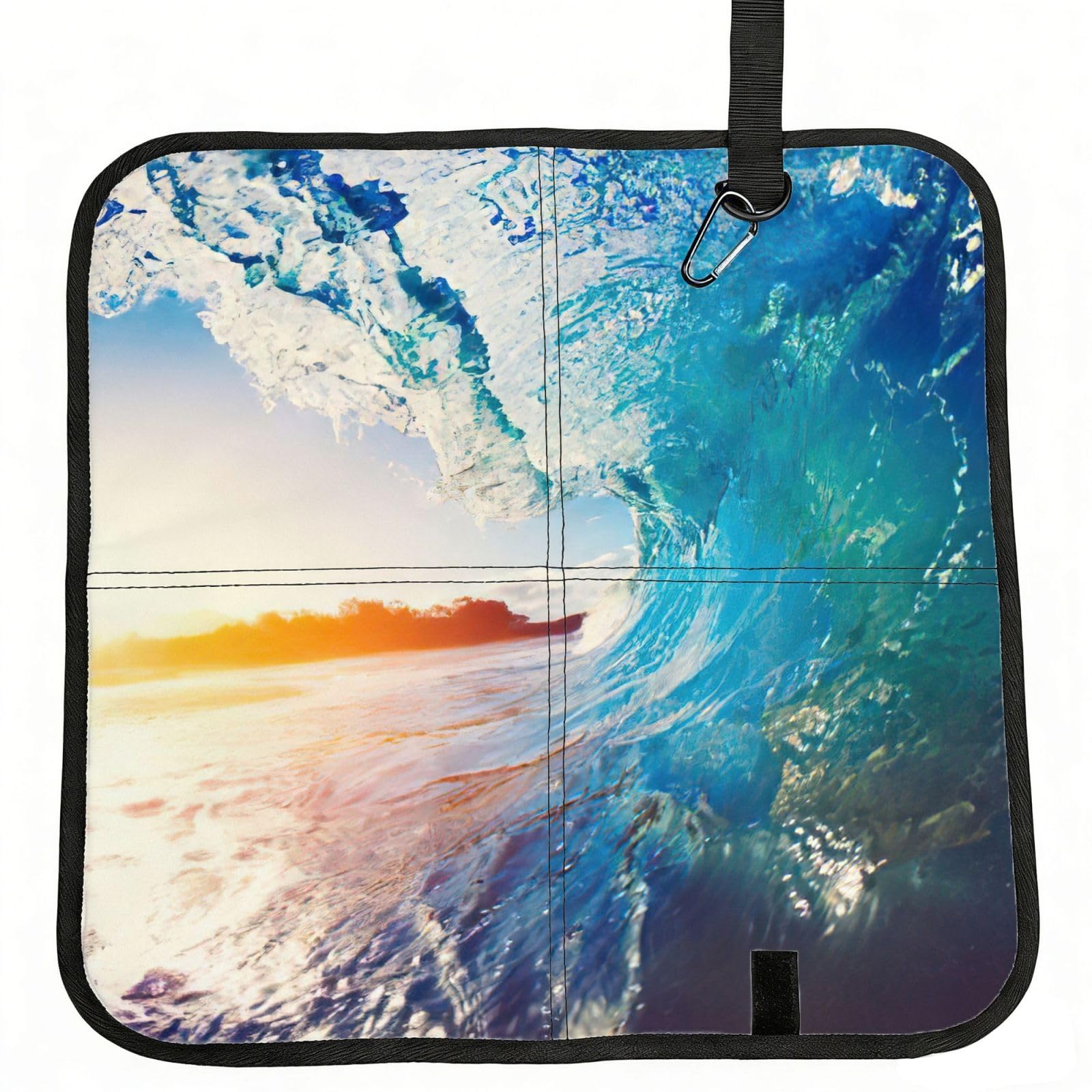 bghdfa Sunset Sea Surfing Seascape Print Outdoor Sitting Mat Waterproof Oxford Cloth Seat Cushion Folding Foam Camping Seat For Picnic