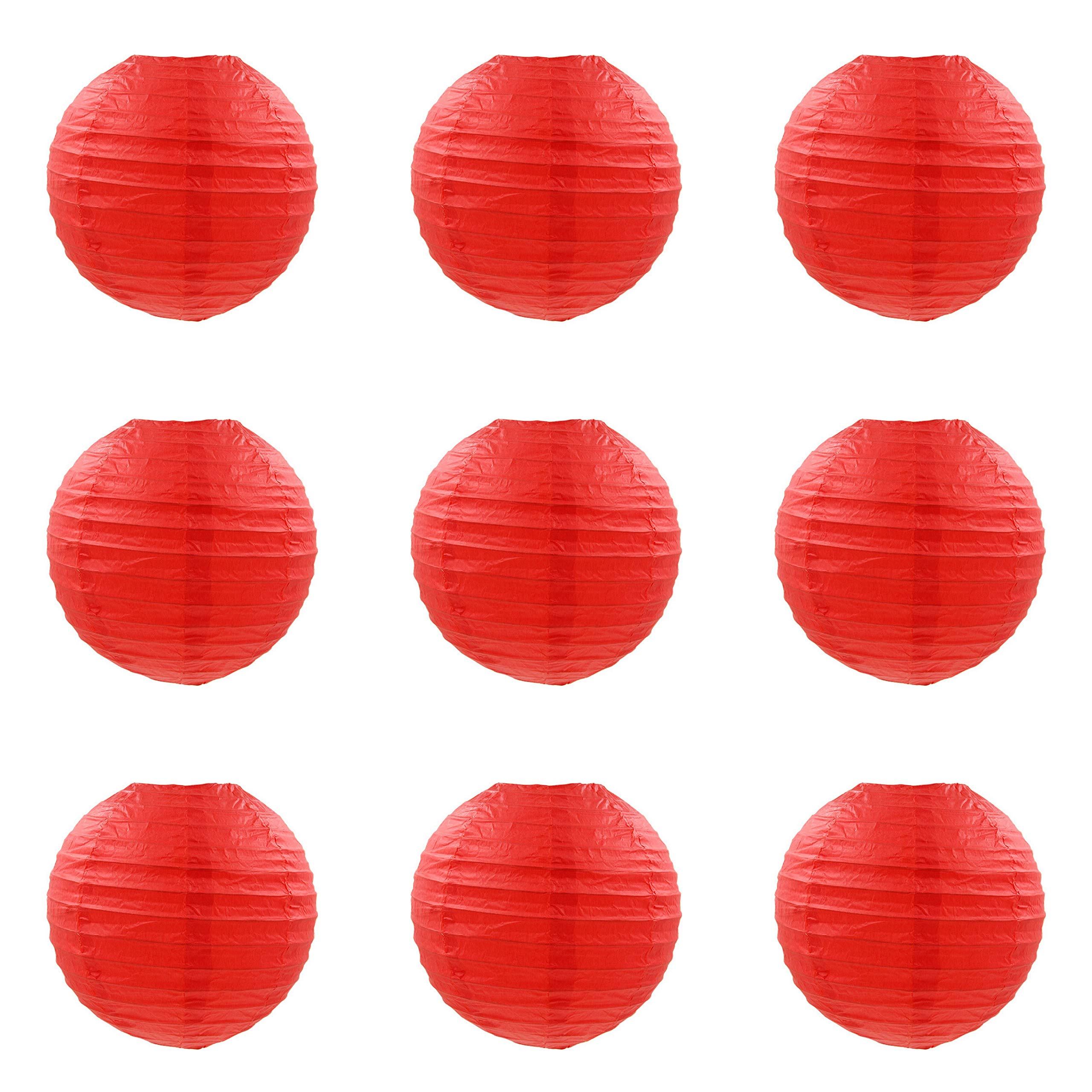 ACVIP Chinese Paper Lantern Lampshade Home Party Wedding Decor, Pack of 9 (4", Red)