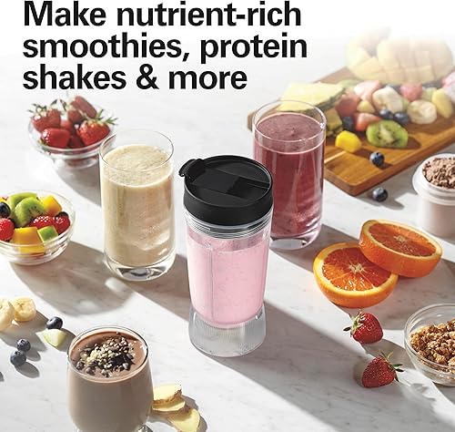 Miniatura 5 de Beach - Licuadora personal con tapa de viaje a prueba de fugas, tarro de 14 onzas, color negro, acero inoxidable, vatios 300, licuadora personal,