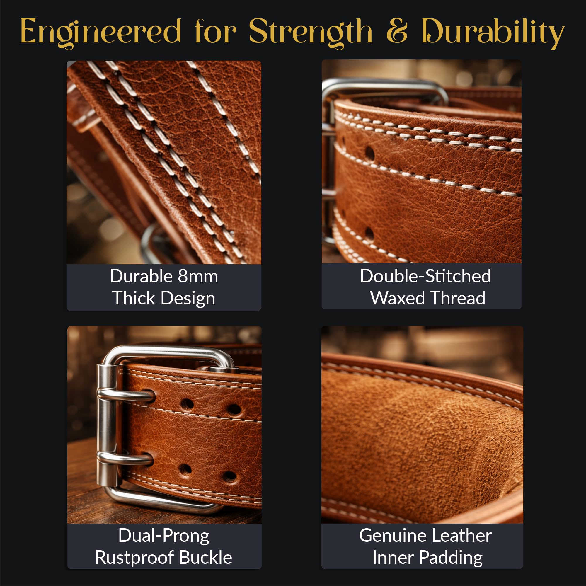 Amazon | Leatherific | 本革ウェイトリフティングベルト | 厚さ8mm 幅