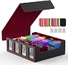 Miroddi Trading Card Storage Box, 3000 MTG Deck Box, Commander Card Deck Case with Removable Cover, 4-Row Trading Card Case Fit for MTG TCG, YugiOh, 24 Colorful Dividers, 4 Stoppers, Black Red