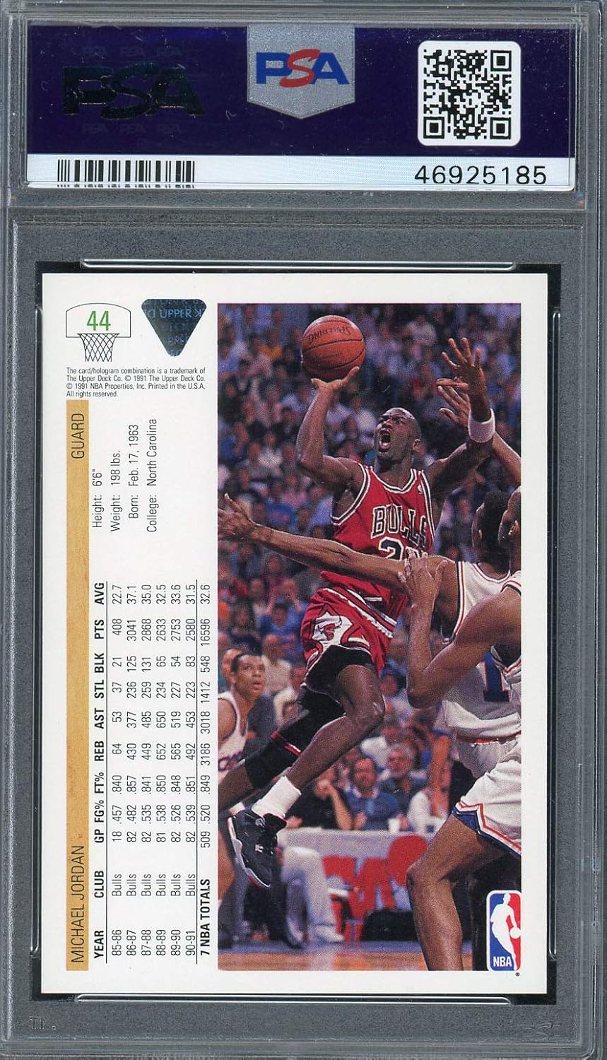Michael Jordan 1991 Upper Deck Basketball Trading Card #44 Graded PSA 8 (Cert #59317907)