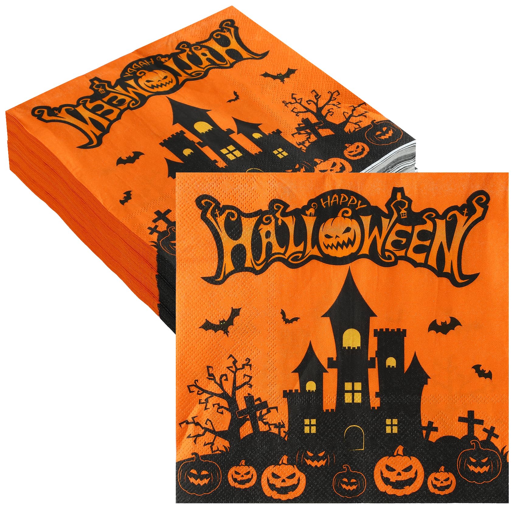 40Pcs Halloween Paper Napkins Orange Black Party Napkins Disposable