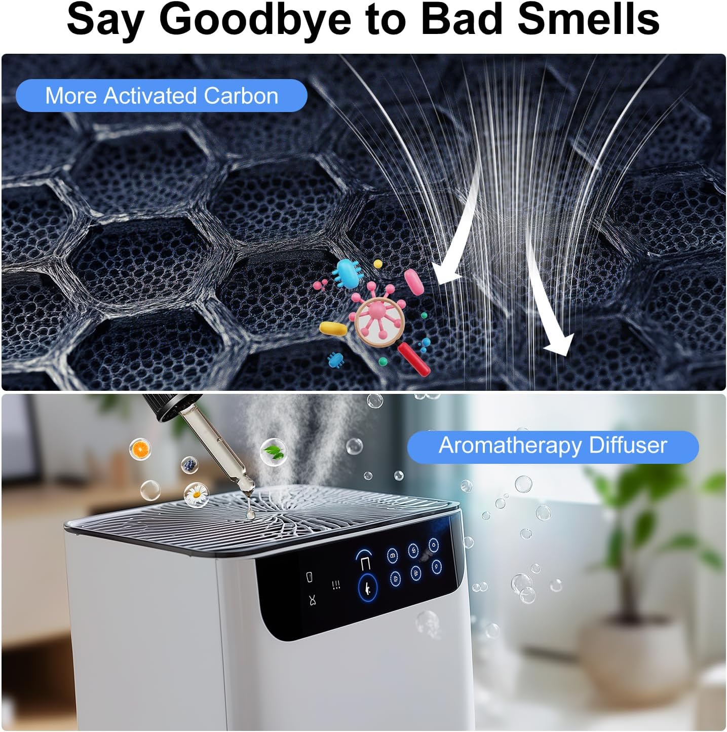 2 Pack KJ190L Replacement Filter,Compatible with MOOKA KJ190L Pet Air Purifier,Suitable for Large Room with 2000 Ft², 2 Replacement Filter & 4 Washable Pre-Filters for Pet-raising family