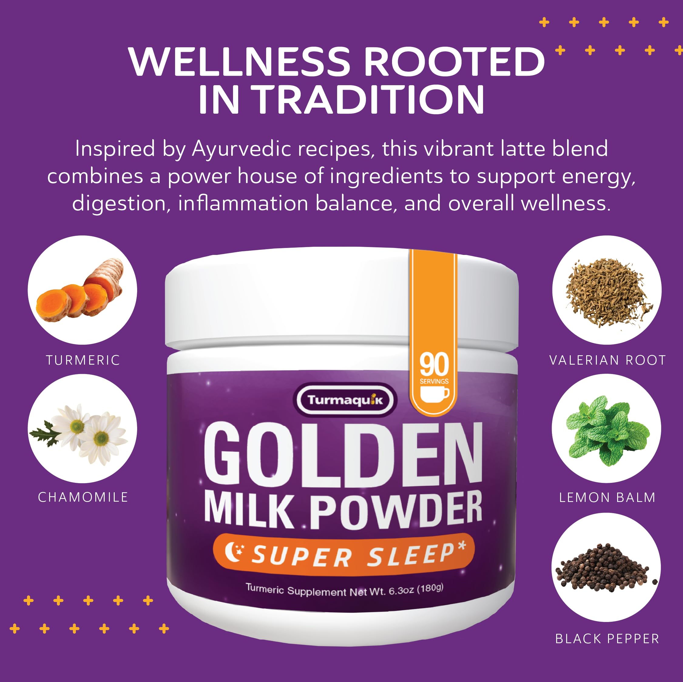 Condition photo showing New/Like New for Turmaquik 6.3 Ounce Organic Golden Moon Milk Powder - Super Sleep Blend with Melatonin, Valerian, Chamomile, Lemon Balm, Turmeric, Ginger, Black Pepper, Curcumin, Cinnamon, and Cardamom