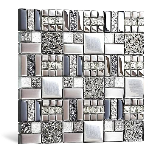 Blujellyfish Metallic Glass Mosaic Tiles TSTGT151