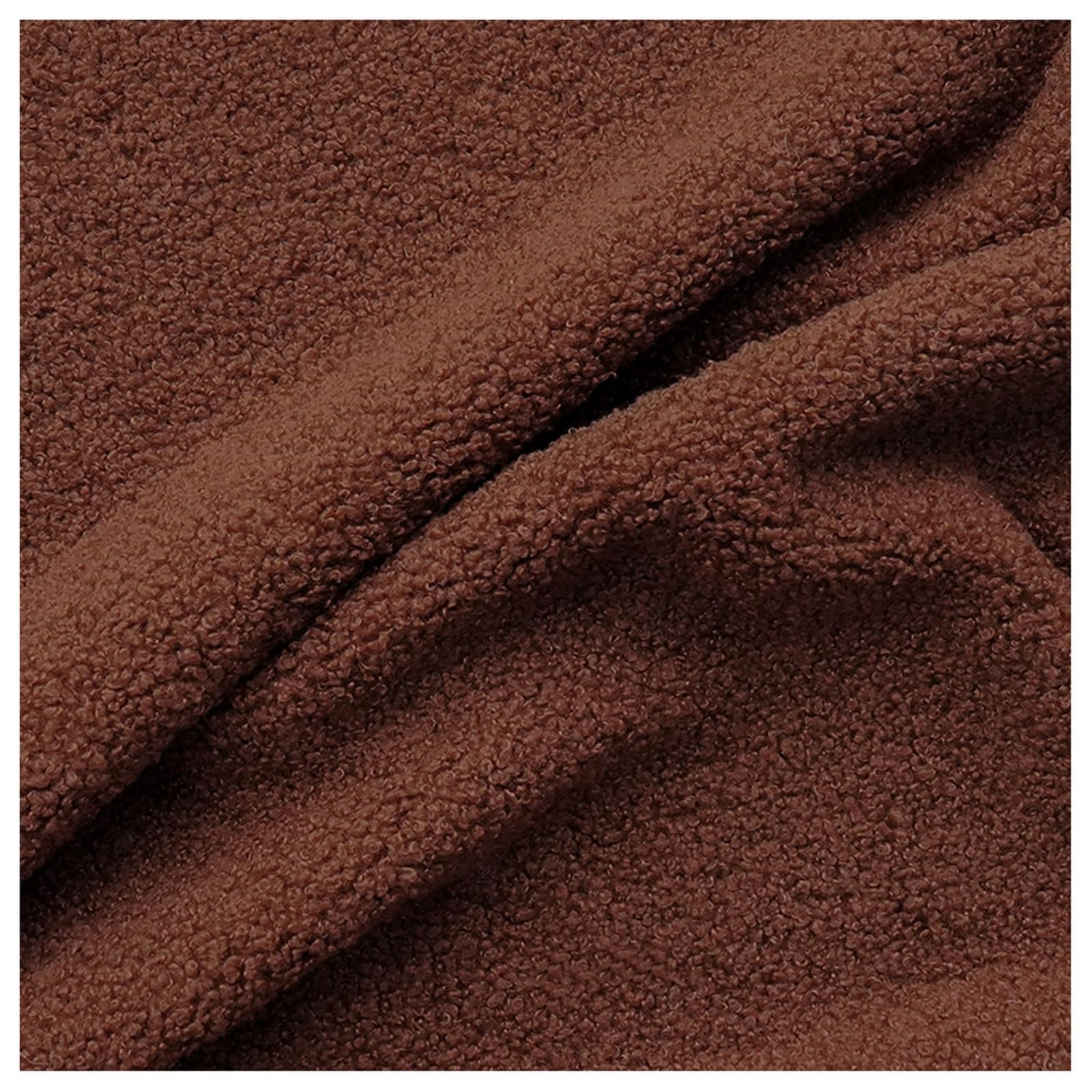 Sherpa Fleece Fabric Soft Curly Woolly Pile Fleece High-Density Material Home Decor Upholstery Plush Sheepskin Fabric Material for DIY Projects Sewing and Splicing, 50 * 160cm (Color : Reddish Brown)