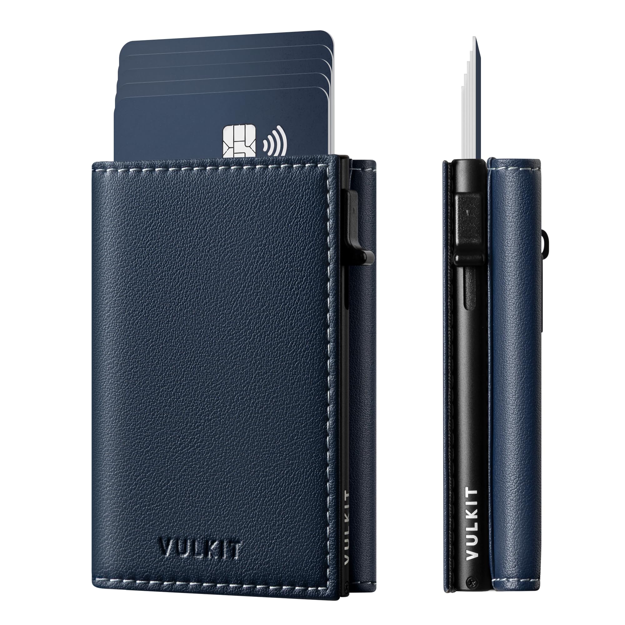 VULKIT Cartera Hombre con Tarjetero Pop-up, Bloqueo RFID y Cierre Magnético