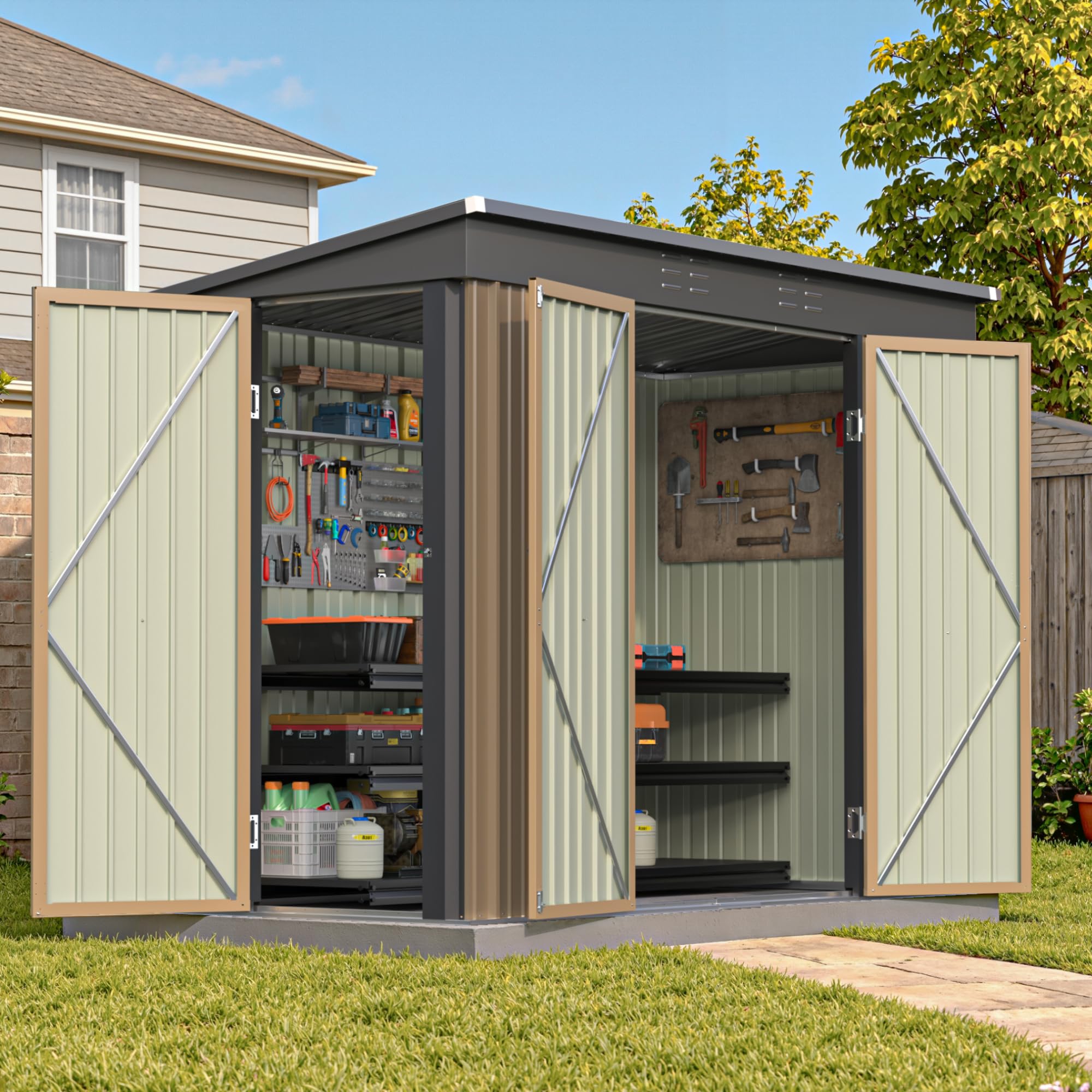 Patiowell 8x4 FT Outdoor Storage Shed in a backyard setting