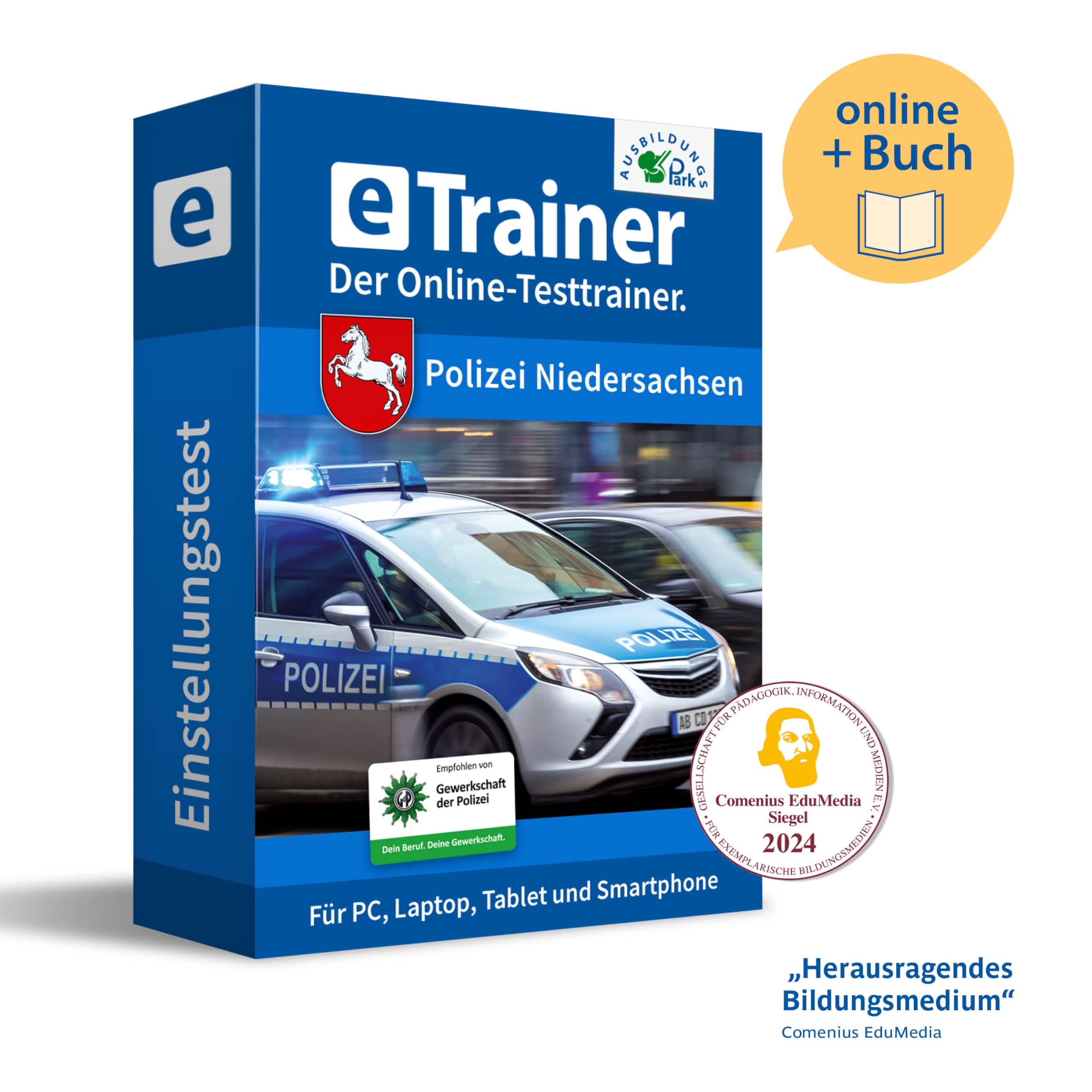 Einstellungstest Polizei Niedersachsen Prüfungspaket | Online-Trainer mit Logik-Buch | Aufgaben mit Antworten und Lösungswegen | Auswahlverfahren erfolgreich bestehen | Deutsch, Wissen, Mathe, Logik …