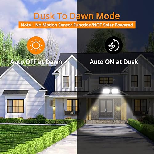 Miniatura 10 de UME Paquete de 2 luces LED de seguridad de 19 W para exteriores, 2 cabezales ajustables, 2000 LM, 5000 K, IP65 impermeable, luz de inundación súper