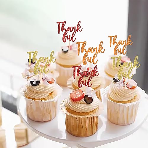 Miniatura 5 de Rsstarxi Paquete de 24 palillos de dientes con purpurina para cupcakes de Acción de Gracias, para bodas, despedidas de soltera, fiestas de