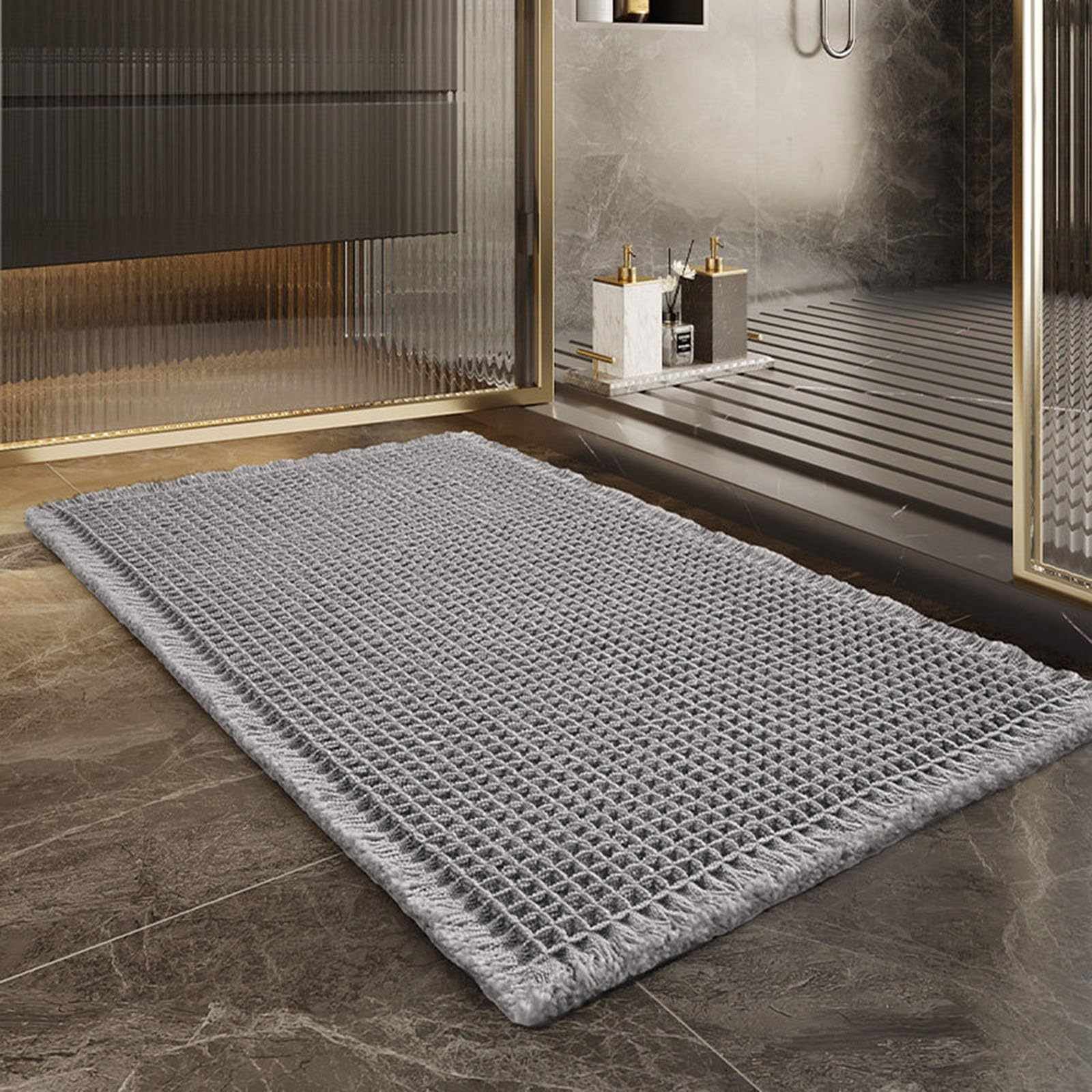 Tapis Absorbant Salle De Bain, Conception De Bord à Glands, Polyester