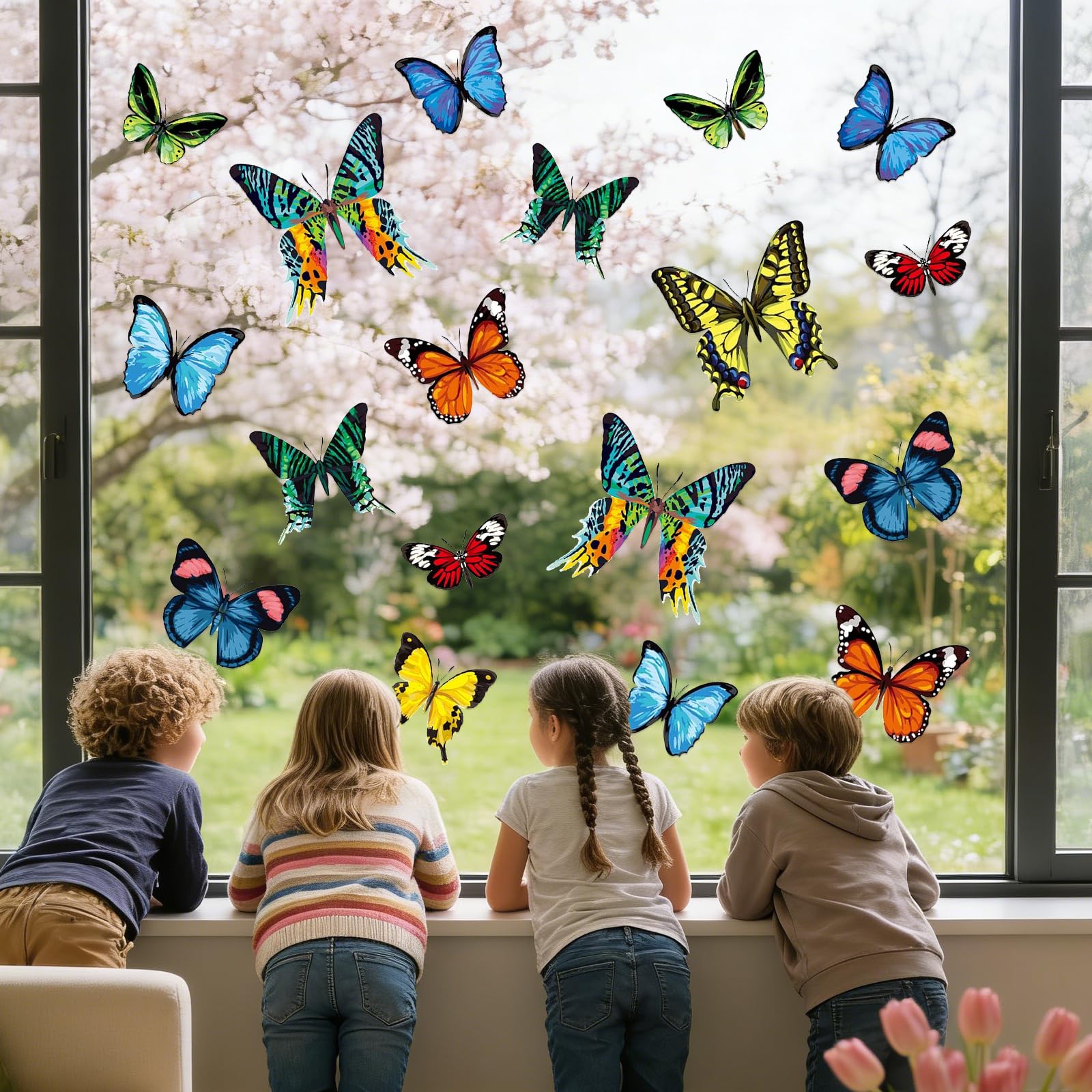Whaline 24Pcs Colorful Butterfly Window Clings | Double-Sided