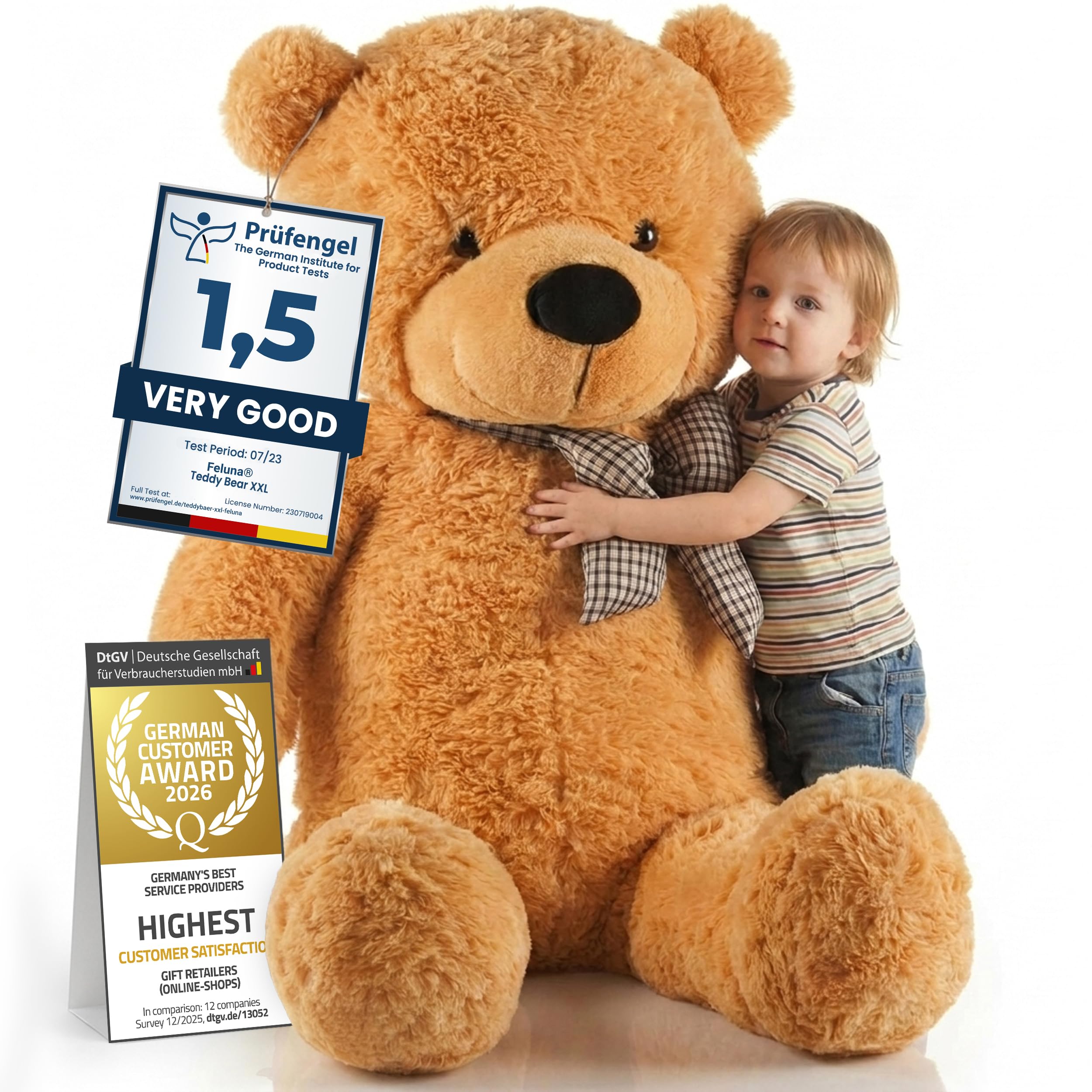 Feluna® Oso de Peluche Gigante 120 cm XXL con Lazo