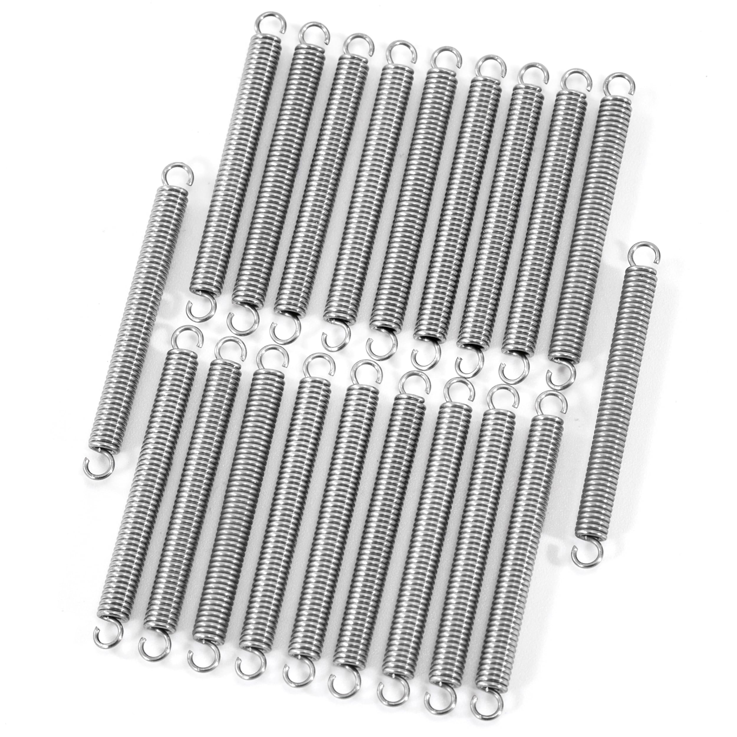 Sprężyna trakcyjna 30 mm Sprężyny napinające z hakami sprężynami ze stali nierdzewnej średnica drutu 0,5 mm średnica zewnętrzna 3 mm, siła 0,90 kg, 20 sztuk