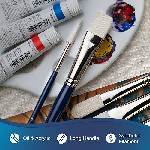 Miniatura 3 de Silver Brush Limited 19020 Bristlon Bright - Brocha para pintura acrílica y al óleo, tamaño 0, mango largo