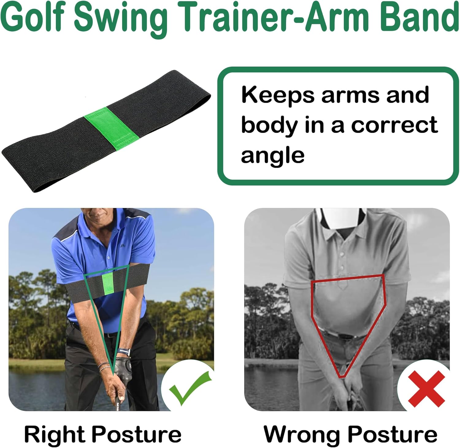 Golf Swing Trainer Aid, 2 PCS Portable Golf Swing Band, Golf Training Aid Elastic Correcting Arm Band Posture Motion Correction Golf Swing for Indoor & Outdoor Use - Image 4
