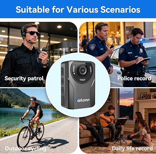 Miniatura 7 de Cámara corporal, cámara corporal FHD 1080P con visión nocturna, batería de 4000 mAh, GPS, cámara desgastada por el cuerpo 64G para la aplicación