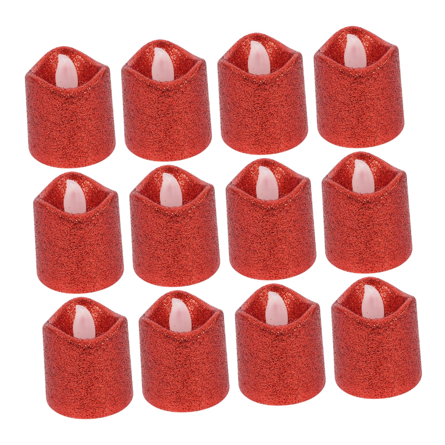 Housoutil 24pcs Flameless Electric LED Candle Lamps Battery Operated Small Plastic Tea Light Candles for Romantic Atmosphere Lighting and Other Decorations