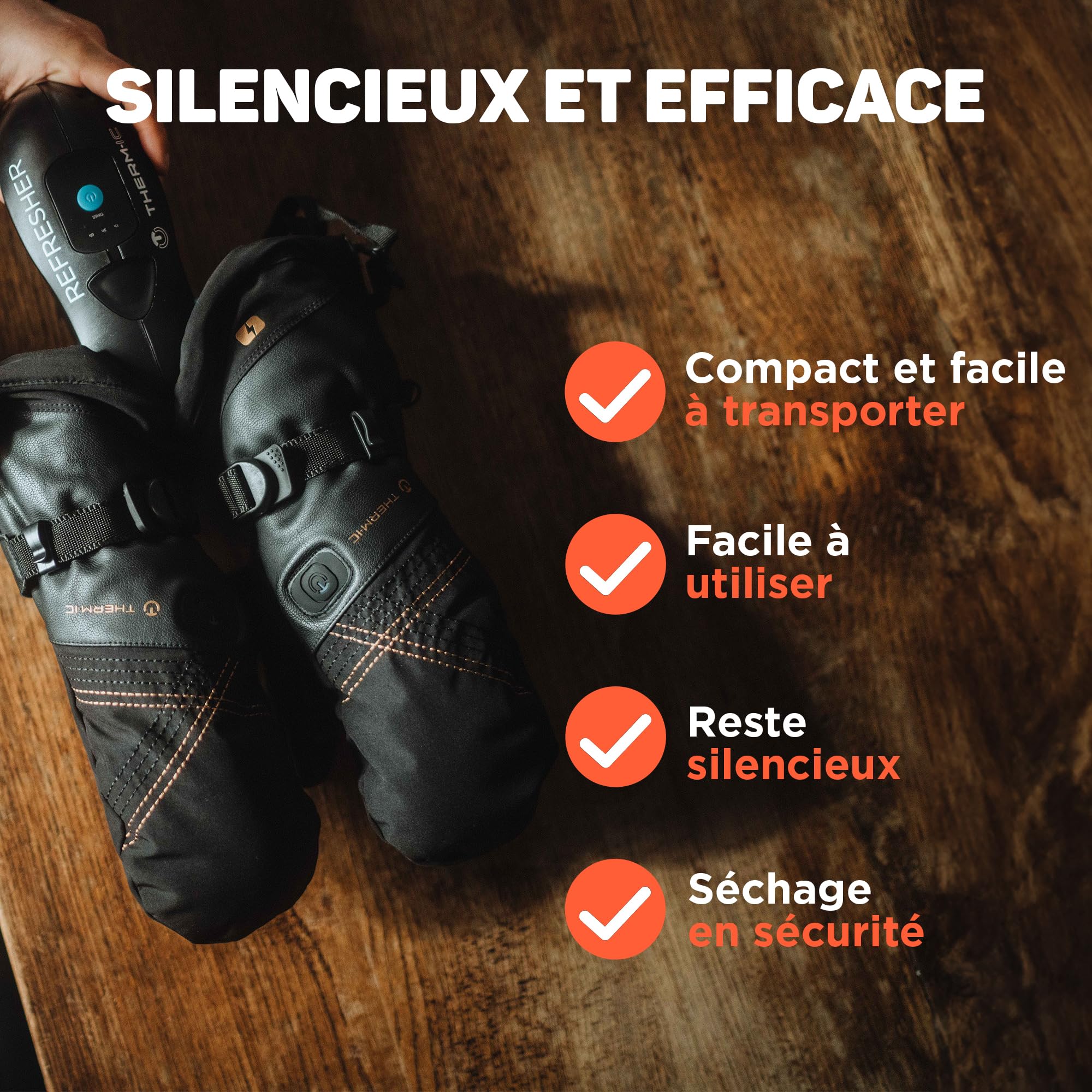 Therm-Ic - Sèche Chaussures et Gants, Désodorisant, Antibactéries, Réglage du temps, Compact et Silencieux, Longueur de tubes ajustable