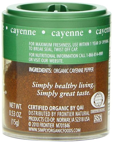 Miniatura 2 de Simply Organic Molido de Cayena, Mini especias, 0.53 onzas (paquete de 6)