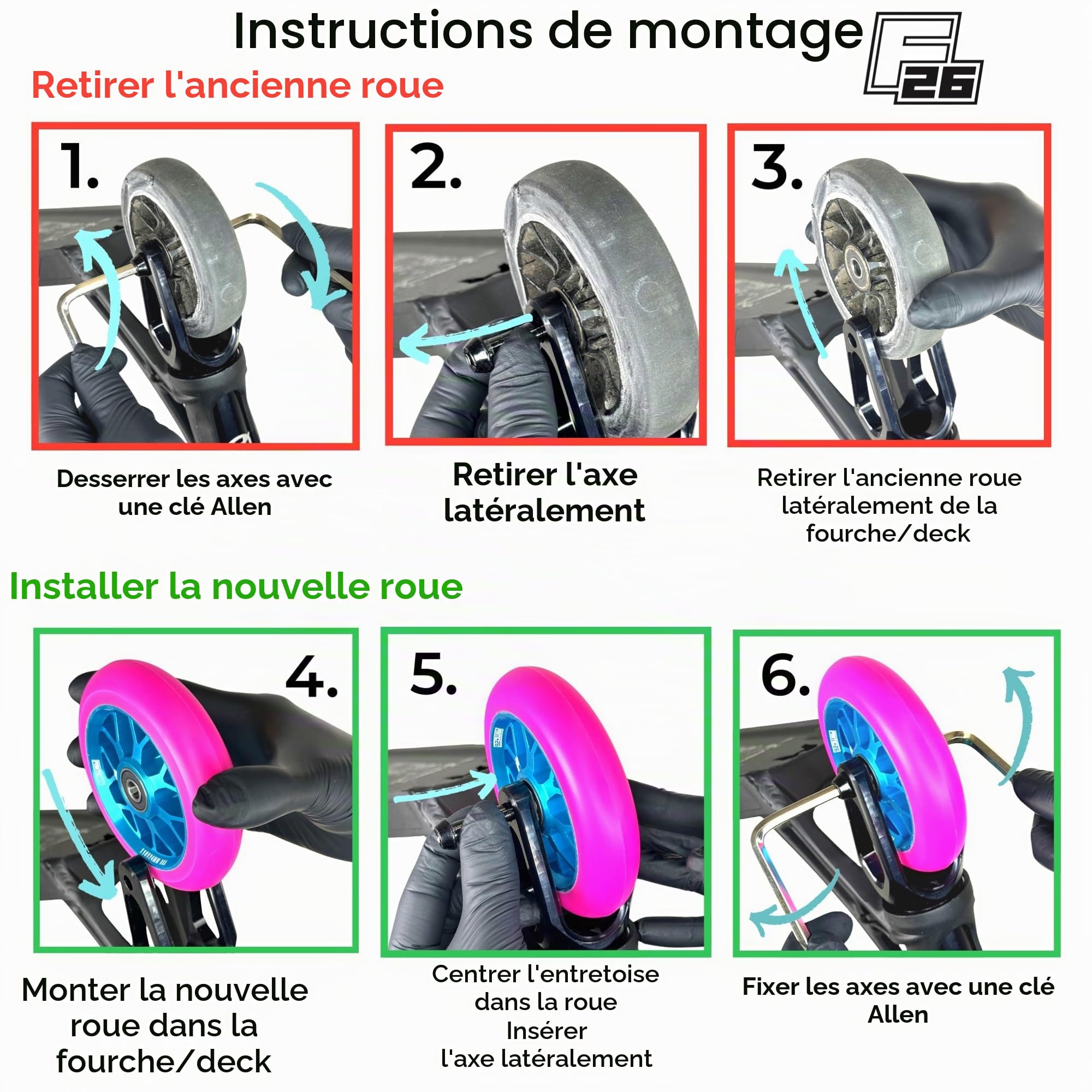 Root Industries Lotus Hollowcore Roulette de trottinette 110 mm ABEC 11+ autocollant Fantic26