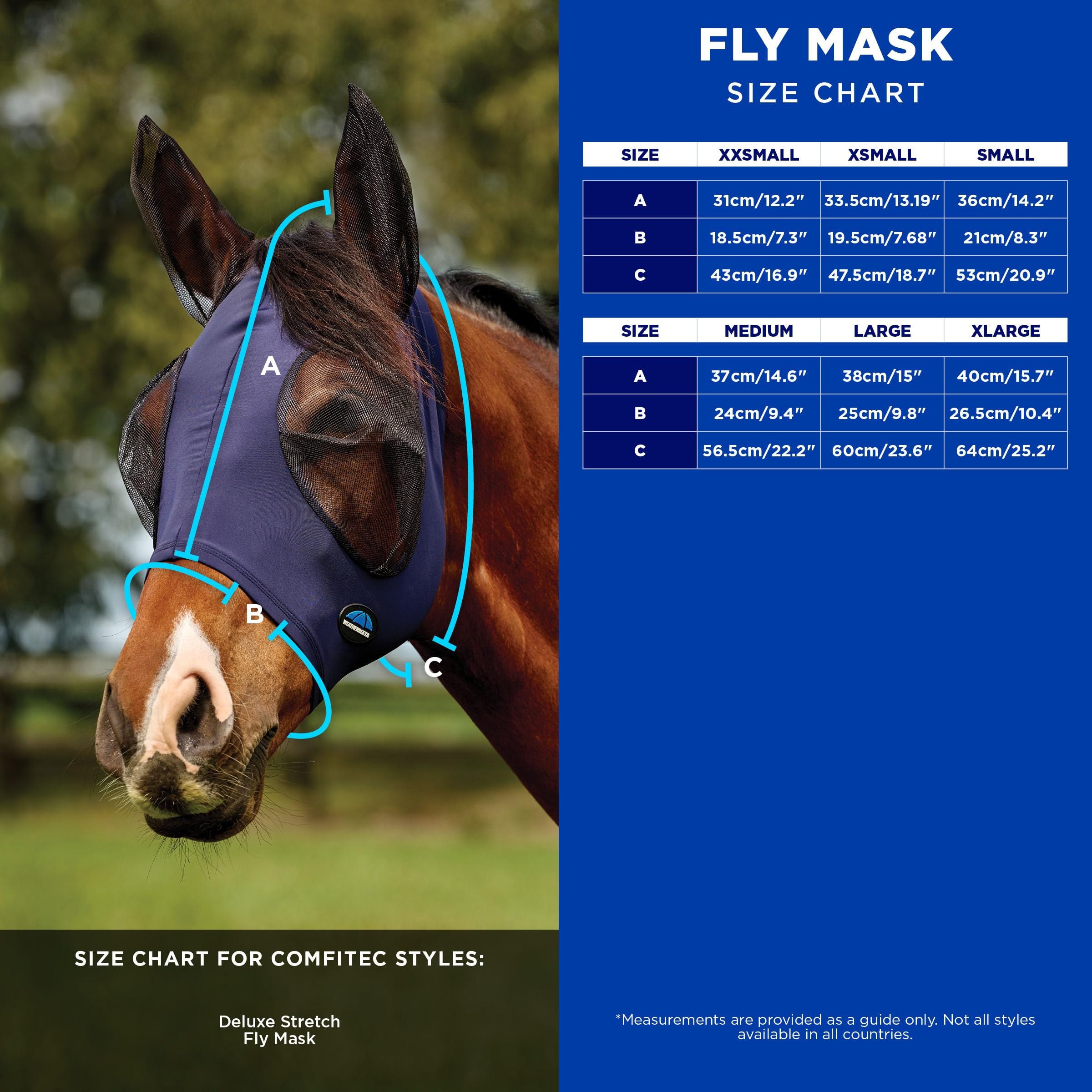 WeatherBeeta ComFiTec Deluxe Masque anti-mouches extensible avec oreilles Noir/noir Taille XL