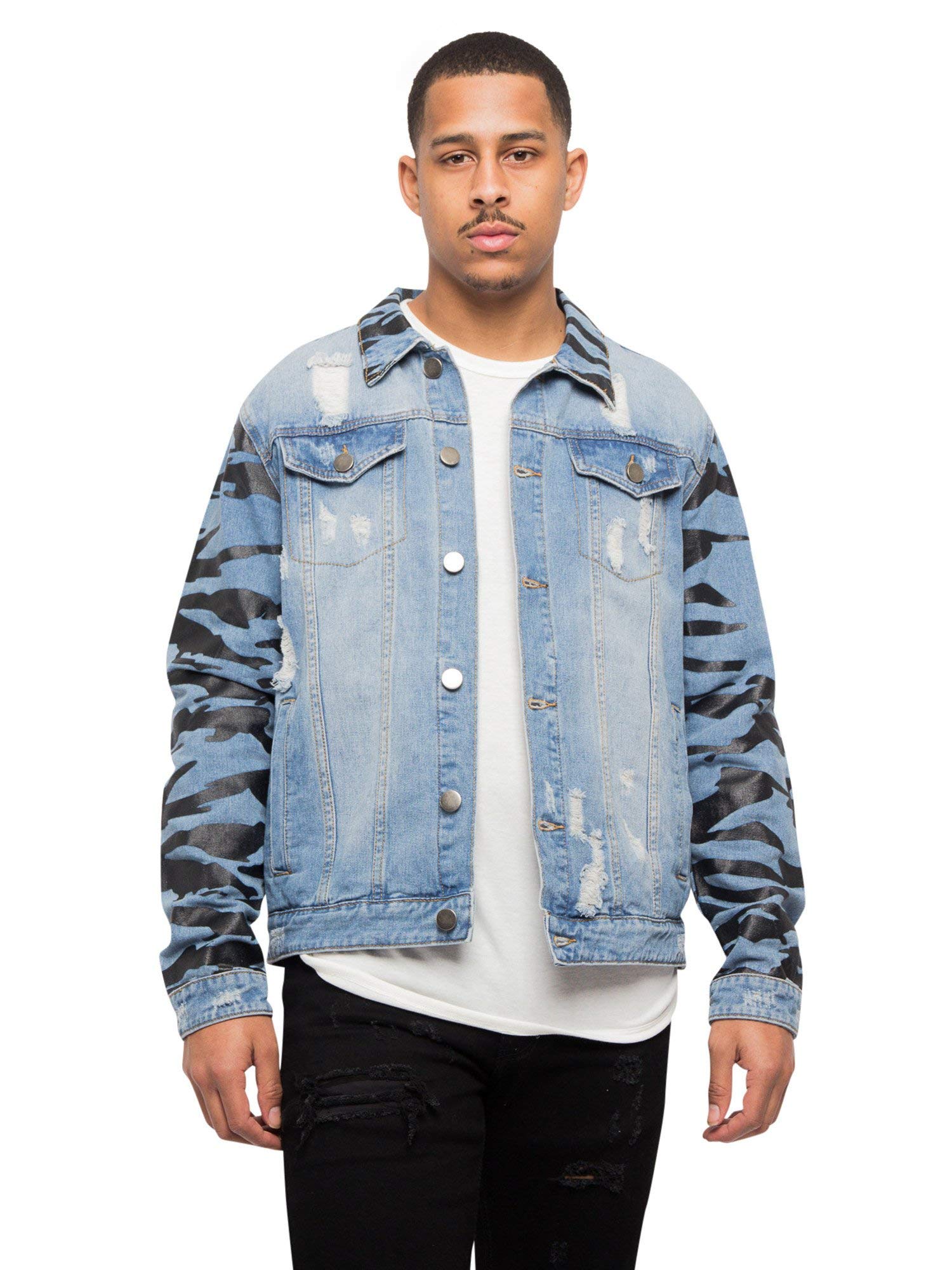 VICTORIOUS Men's Distressed Denim Jacket