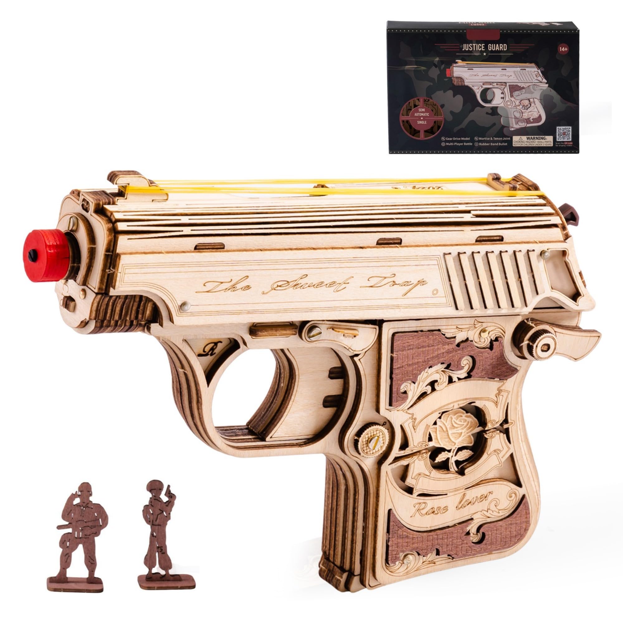 ROWOOD 3D Wooden Puzzle, Rubber Band Toy, Mechanical Model Building Kits for Adult Teens to Build, Gift for Him Her