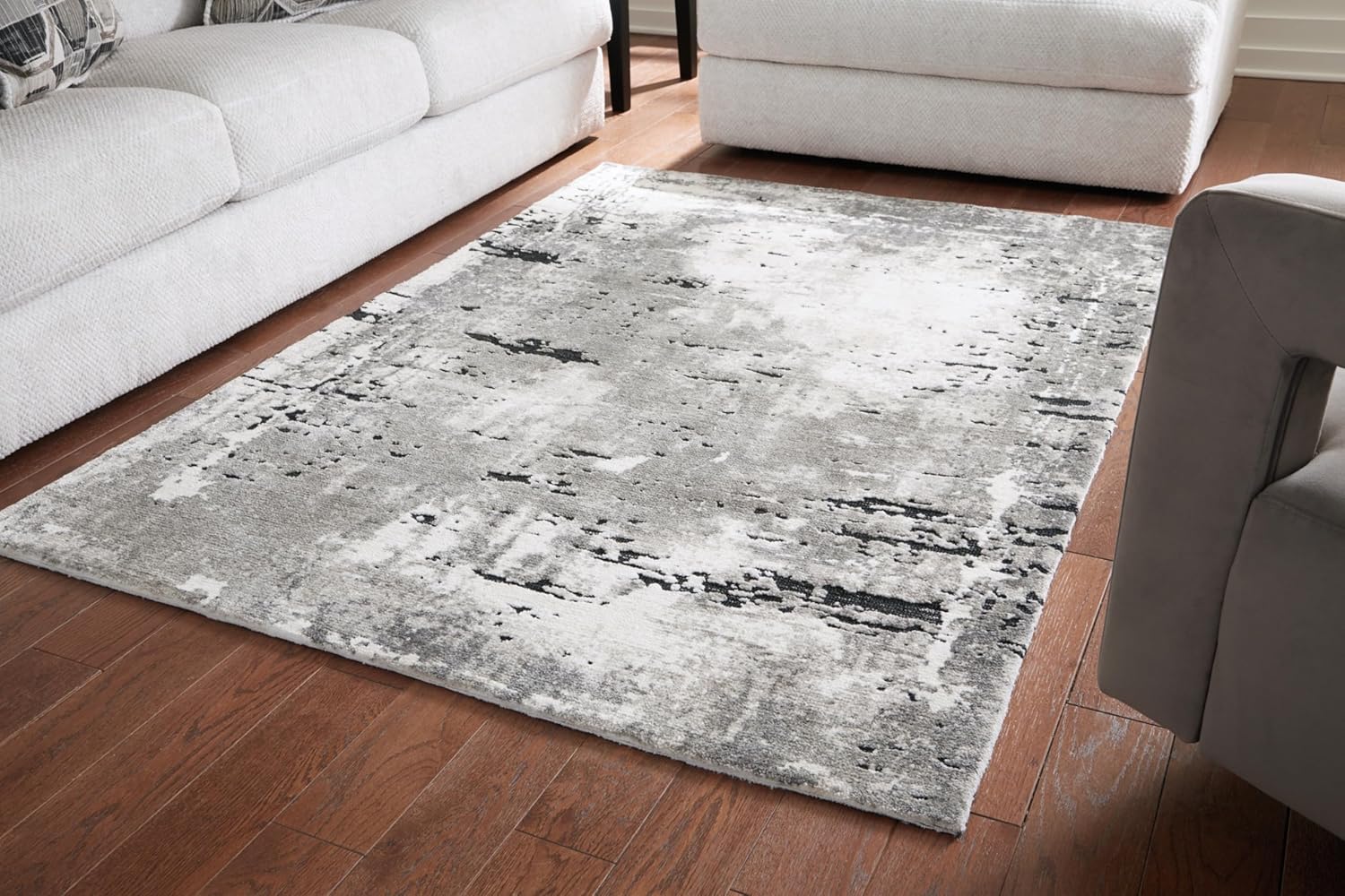 Gray Abstract 8' x 10' Synthetic Area Rug