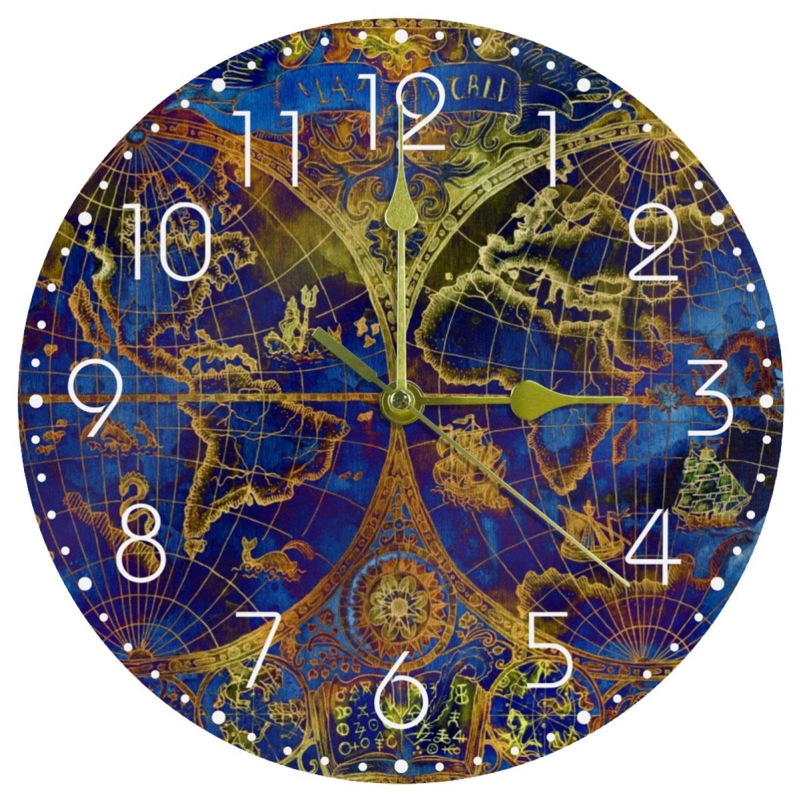 Horloge murale silencieuse design carte pour décorer votre salon