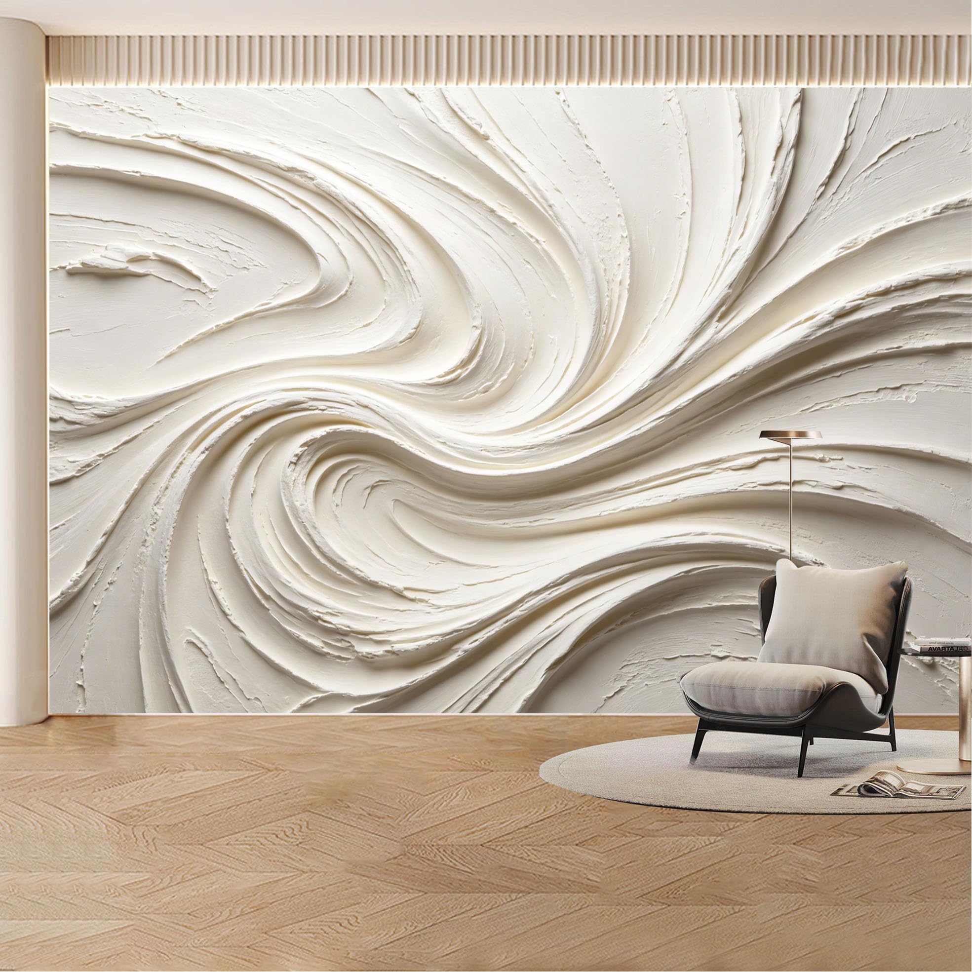 Custom Wall Mural Wallpaper Abstract Swirl Texture， Modern 3D Effect Wall Decor Large Wall Art， Minimalist Luxury Removable SelfAdhesive Large Photo for Living Room， Bedroom， Office