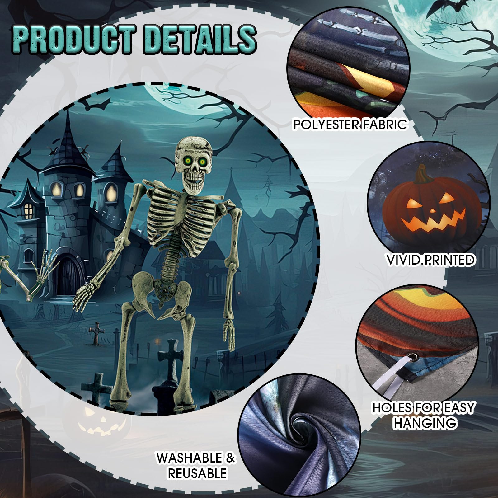 ChloropLastid Halloween Party Glow Garage Door Decorations Background Neon Glow