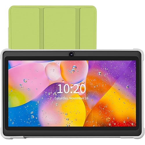 7 Inch Tablet, Quad Core Android 13 OS, 32GB ROM, WiFi, Bluetooth, Dual Camera, USB C Tablet PC, 7" Touch Screen IPS HD Display Android PAD(Green)