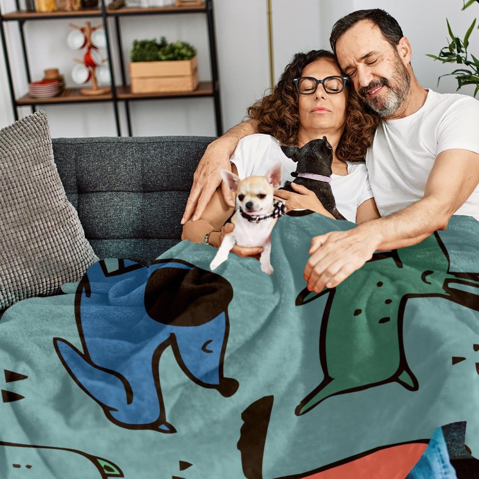 Couverture Polaire Chiens Animaux Couverture De Canapé Couverture De Lit pour Chambre Salon Bureau 150×200cm