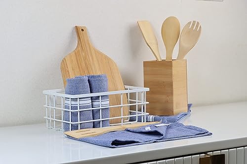 Miniatura 4 de LANE LINEN Juego de toallas de cocina  100% algodón puro para cocina, toalla de mano de cocina súper absorbente, toallas de té azules, paños de