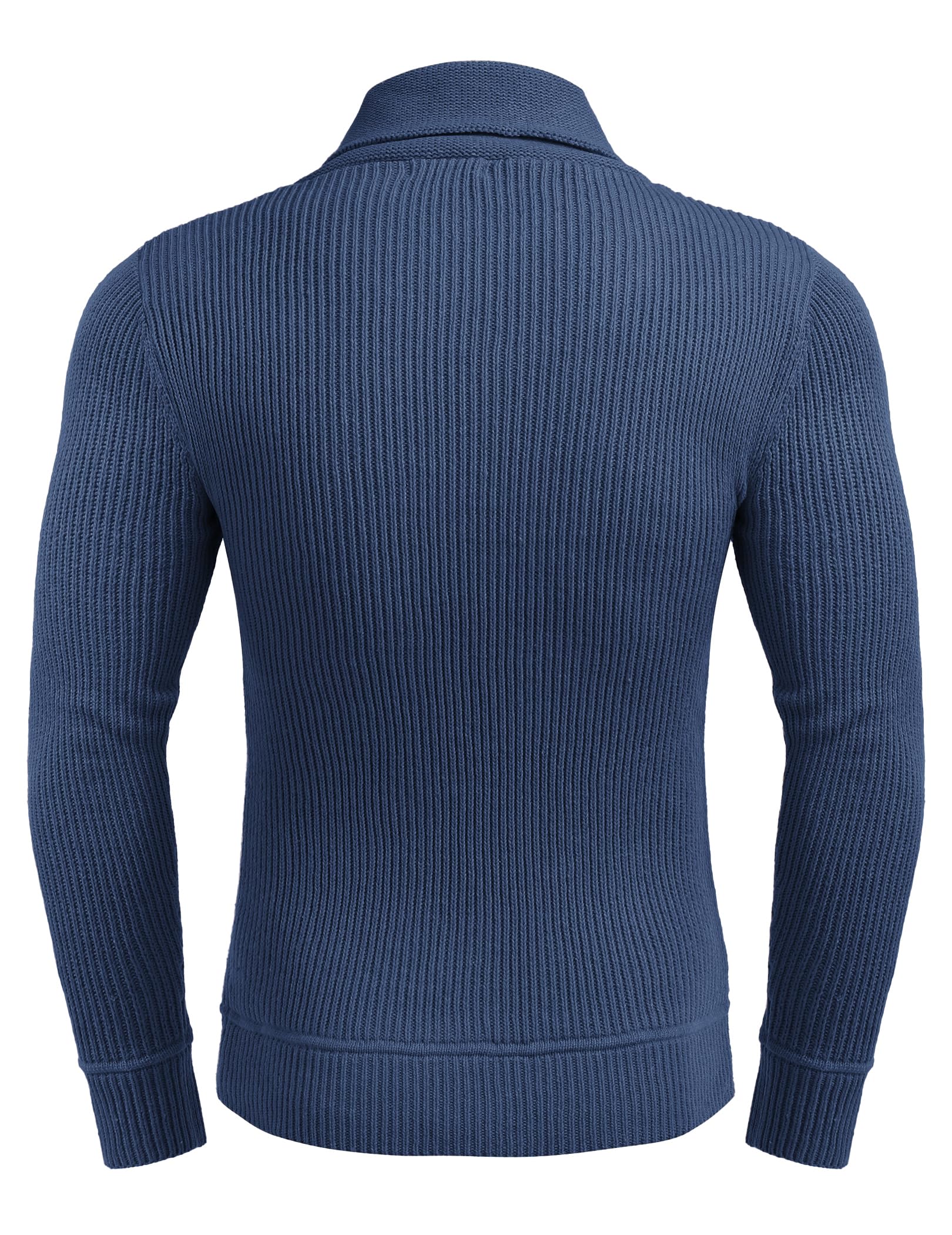 COOFANDY Maglione da uomo a collo alto lavorato a maglia, con collo a scialle, slim fit, con tasche