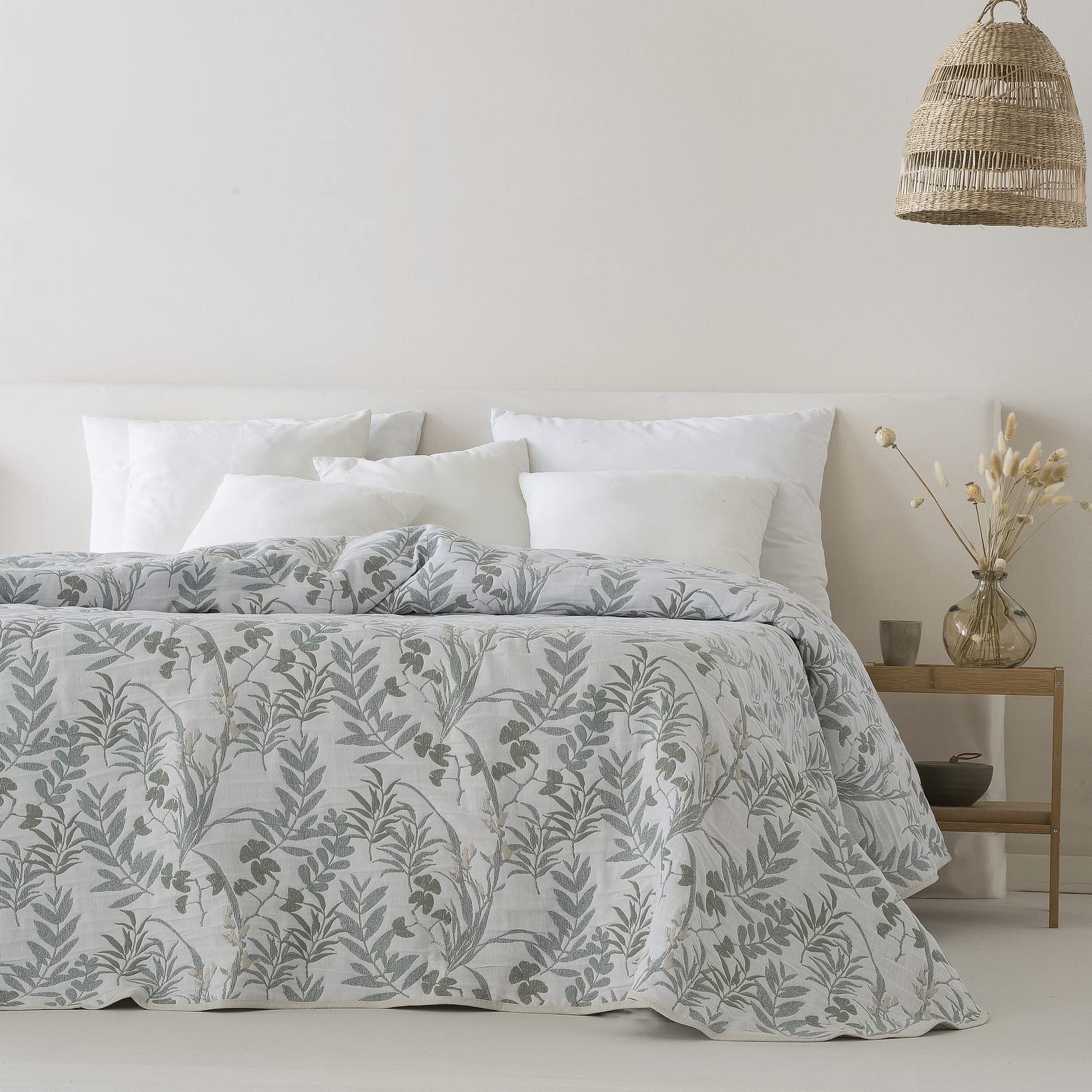 ETHERE MAISON Colcha Jacquard Reversible algodón Alessia Azul Cama 180 cm - 270X270 cm